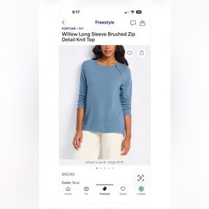 Women's Blue Long Sleeve Top